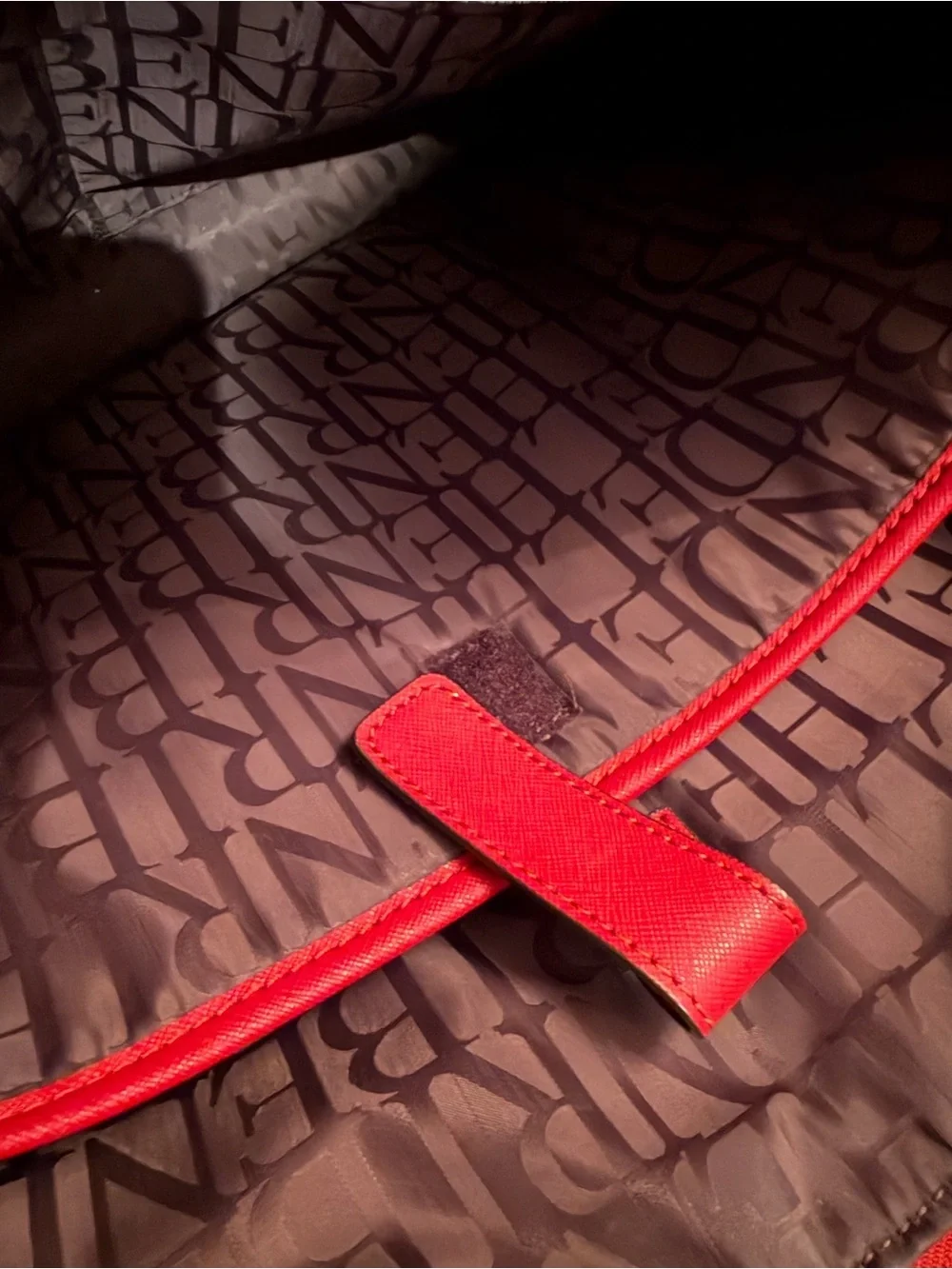 Henri Bendel New York Large Red Saffiano Laptop Tote Bag